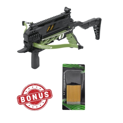 Pistol Arbaletă cu Repetiție Man Kung MK-TCS Sobek, Verde, 185 FPS, 80 lbs + 10 sageti bonus