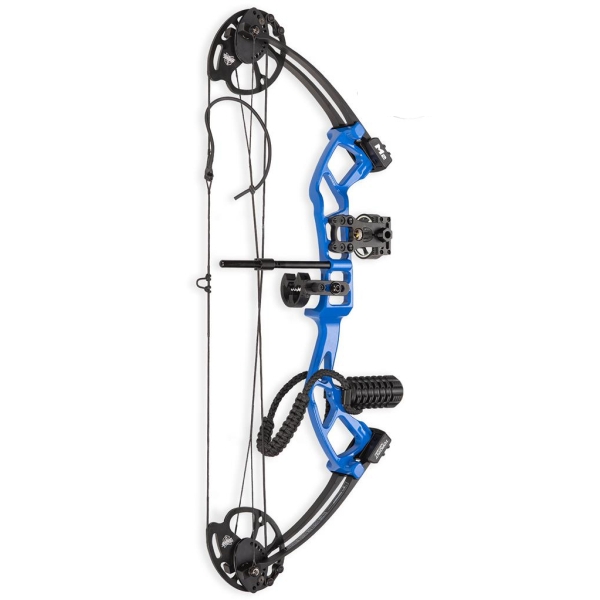 Пълен комплект за младежки лък тип „Compound“ M2, 10–40 lbs, Blue, с включени аксесоари