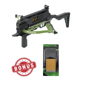 Pistol Arbaletă cu Repetiție Man Kung MK-TCS Sobek, Verde, 185 FPS, 80 lbs + 10 sageti bonus