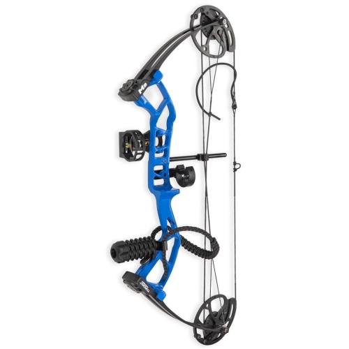 Пълен комплект за младежки лък тип „Compound“ M2, 10–40 lbs, Blue, с включени аксесоари
